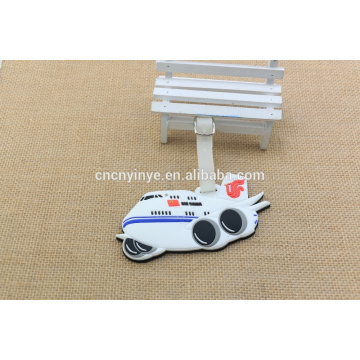 Cheapest promotion soft PVC luggage tags, debossed & embossed car shape luggage tag